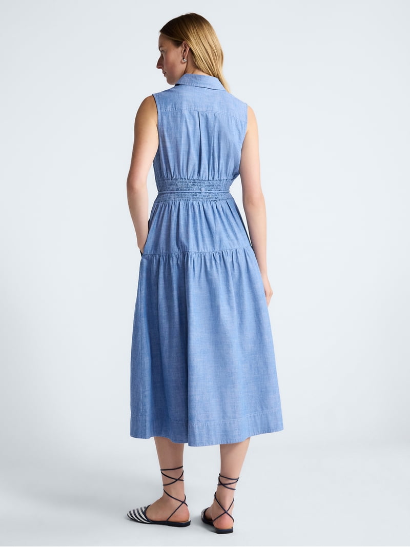 plus size sleeveless shirt dress Sleeveless Tiered Shirt Dress
