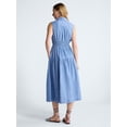 thumbnail image 3 of Free Assembly Women's and Women's Plus Sleeveless Cotton Maxi Shirtdress with Belt, Sizes XS-4X, 3 of 5