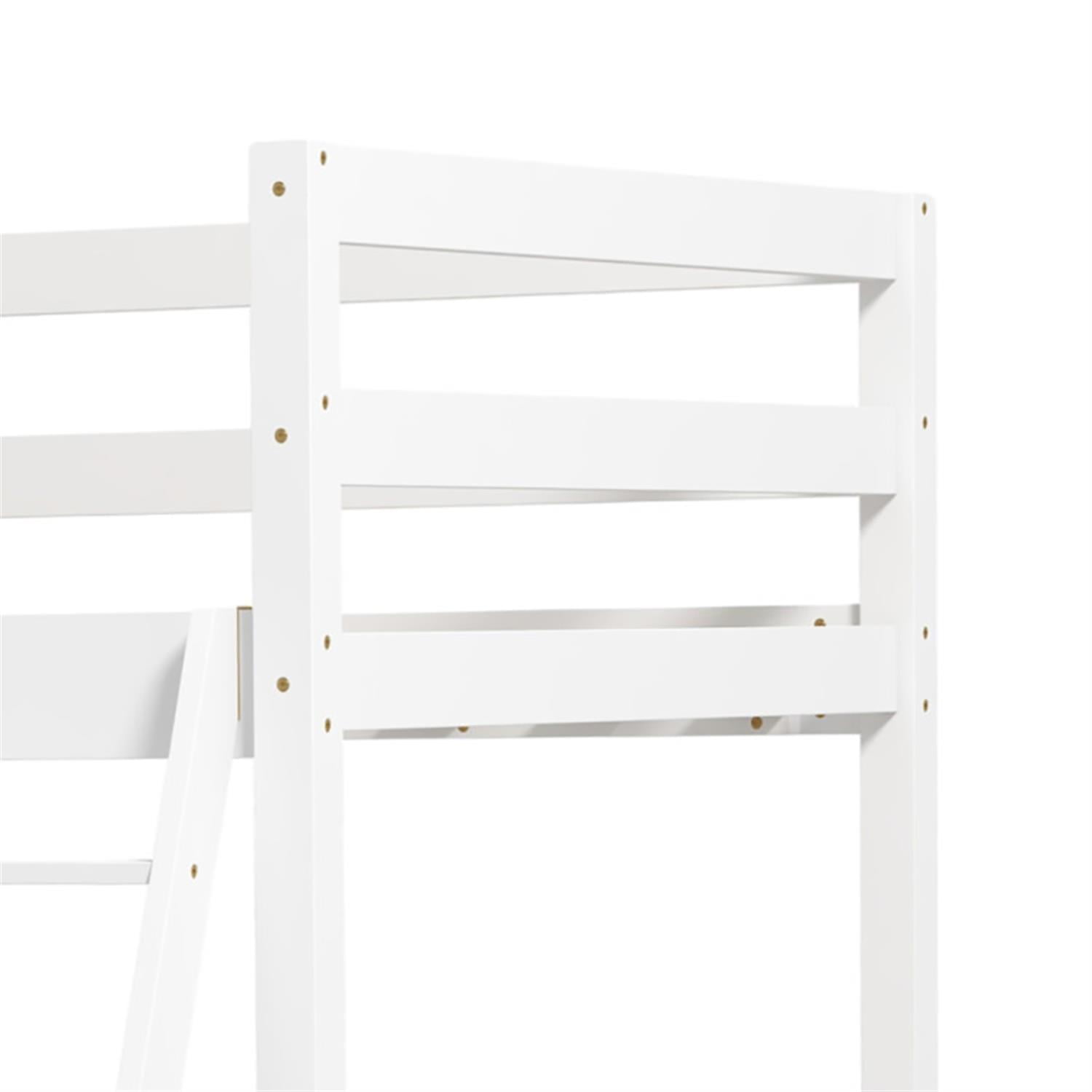 Demi Bonn Twin Over Twin Bunk Bed with 2 Storage Drawers and Ladder, Twin Bunk Beds, Wood Bed Frame No Box Spring Needed, White