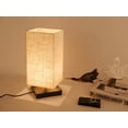 thumbnail image 5 of FSLiving Table Lamp with in-Line Dimmer and Timer Plug in Cord Bedside Desk Lamp for Bedroom Wood Decor Nightstand Lamp with Square Flaxen Fabric Shade for Living Room,Dorm,Home Office - 1 Pack, 5 of 7