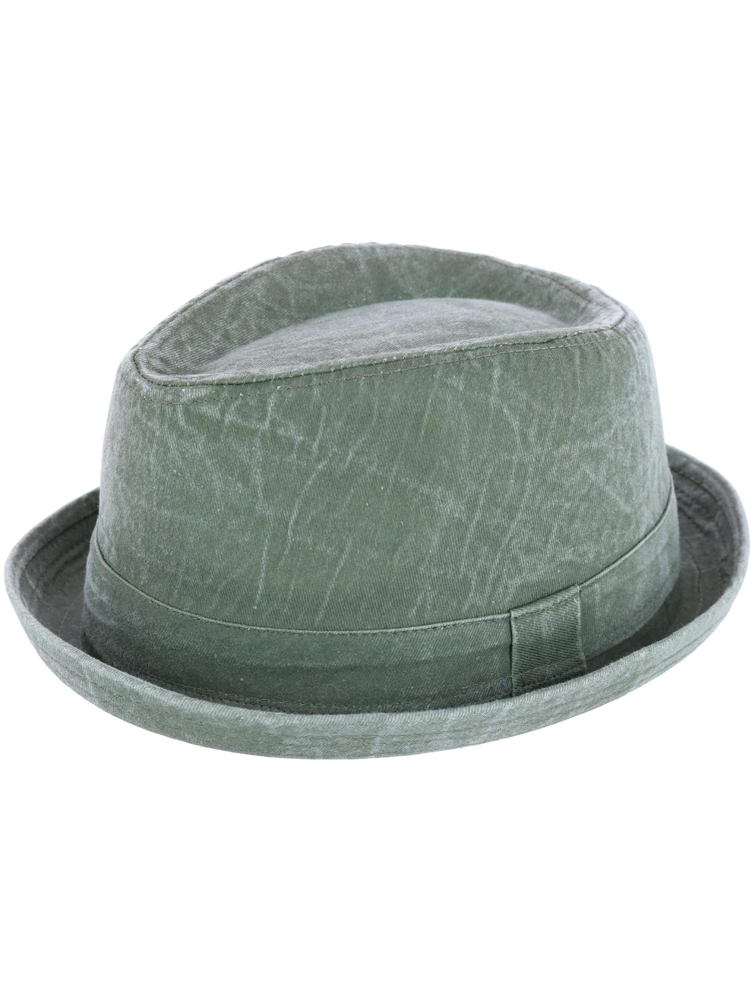 Washed Denim Cotton Fedora Hat 