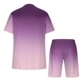 thumbnail image 4 of BiZtdJrK Men Summer 2 Piece Sets Casual Short Sleeve Tshirts Matching Drawstring Beach Shorts Sport Set Fashion Gradient Print Big and Tall Tracksuits Todays Sales Purple 3XL, 4 of 6