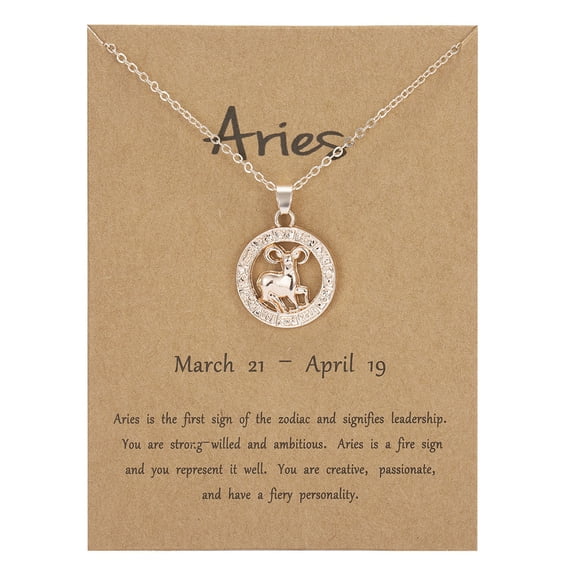 Fiaya Women Zodiac Gold Plated Necklace for Women 12 Constellations Pendant Necklaces Astrology Horoscope Gifts for Friends (C)