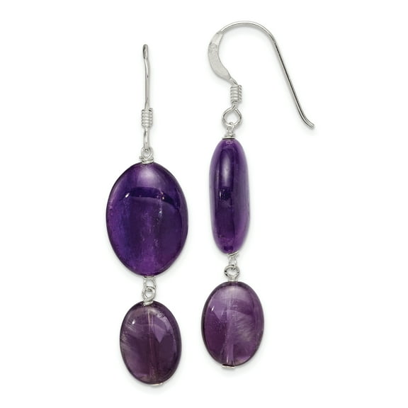 Primal Silver Sterling Silver Amethyst and Dark Purple Jade Earrings