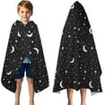 thumbnail image 3 of Black Star Moon Pattern Hooded Bath Towel，50"x30" for Ages 3 To 12 Kids, Quick Dry Lightweight Soft Microfiber Hood Beach Towel Cover Up for Kids, 3 of 7