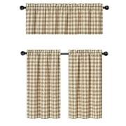 Country Plaid Gingham Checkered Farmhouse 3 Pc Cafe Kitchen Curtain Tier & Valance Set - Assorted Colors