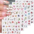 thumbnail image 1 of Flowers Nail Art Sticker Dacals, Holographic Nail Glitter Design Nail Stickers Floral Spring Nail Decals, 1 of 5