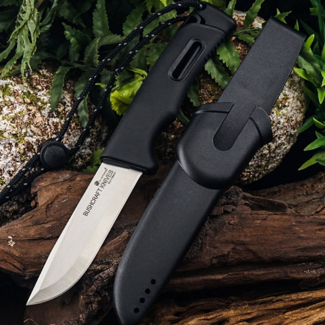 Fixed Blade Knife 3.7" 5Cr15 Steel, Plastic Sheath, PP/TPR Handle. Multi-Use for Camping & Outdoor.