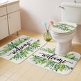 thumbnail image 4 of Summer Welcome Bathroom Rugs Set Green Eucalyptus Leaves Botanical Farm Linen Non Slip Absorbent Soft Bath Mats 3 Piece Set with Bathroom Rug, U-Shaped Floor Mat, Toilet Seat Cover Large Size, 4 of 9