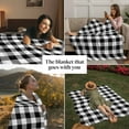 thumbnail image 3 of Black White Checkered Plaid Throw Blankets, Rustic Farmhouse Pattern Soft Fleece Blanket Decorative for Home Sofa Couch Chair Living Bedroom, 50x60 inches,, 3 of 8