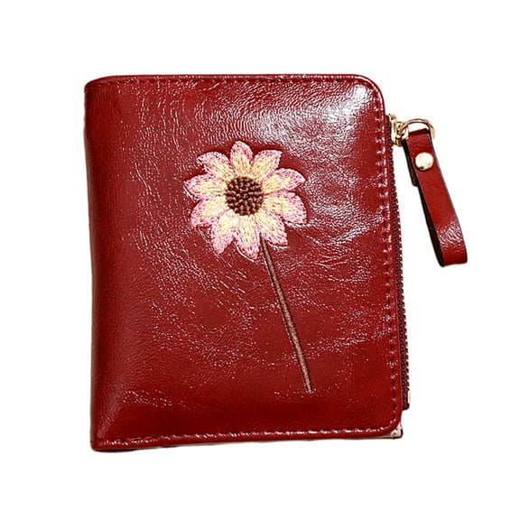 WORGEOUS Zip Around for Women Flower Pattern Wallet Woman Student 12*8*3cm
