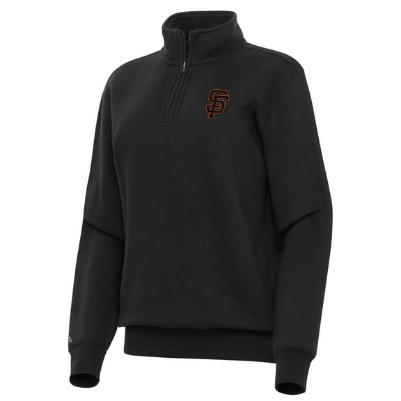 Women's Antigua Black San Francisco Giants Victory Quarter-Zip Sweatshirt