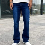 LOVZFMLL Jeans Men Fashion Zipper Button Solid Casual Pocket Sports Trousers Pants