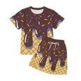 thumbnail image 3 of YuYuBao Toddler Girls Outfits Sets Comfortable Dailywear ice cream print tshirts with shorts Breathable Kids Girls Drawstrings Athletic Tracksuits, 10-11 Years, 3 of 3