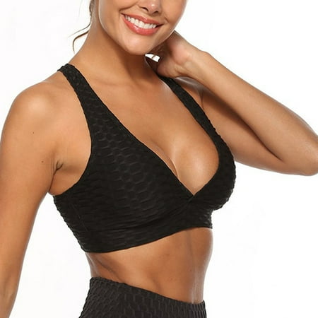 

Zhixun Women Sexy Deep V Neck Padded Wireless Push Up Sports Bra Brassiere Underwear