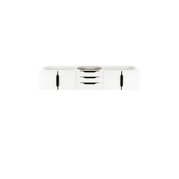 James Martin Vanities 72" Double Wall Mount Vanity Cabinet, Glossy White, Matte Black