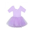 thumbnail image 6 of Sxiwei Kids Girls Short Sleeve Ballet Dance Dress Tutu Skirt Leotard Gymnastics Outfit Dancewear Purple 12-14, 6 of 7