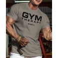 thumbnail image 2 of Gymish Gym Therapy Workout Shirt for Men – Motivational Funny Gym Tee, Athletic Gym Wear, Warm Grey, Small, 2 of 6