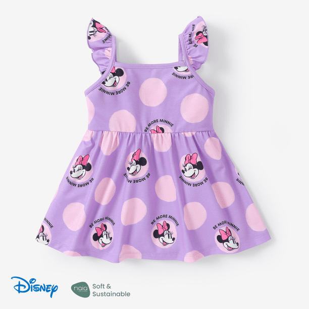 Disney Mickey y sus Amigos Vestido para Niñas Bebé/Toddler con Estampado de Personajes y Mangas Volantes