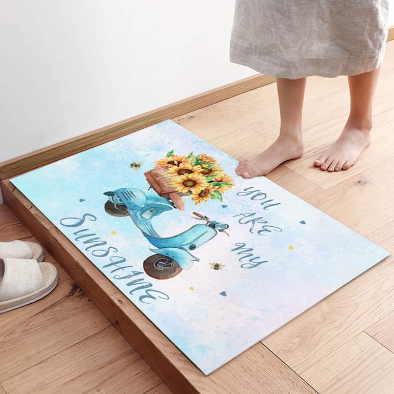  Kitchen Mats for Floor, Watercolor Sunflowers in the