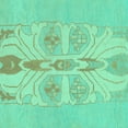 thumbnail image 1 of Ahgly Company Machine Washable Indoor Square Abstract Turquoise Blue Modern Area Rugs, 6' Square, 1 of 4