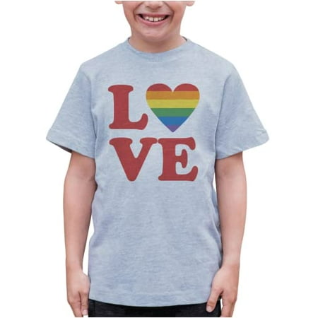 

7 ate 9 Apparel Kids Pride Shirts - Love Rainbow Heart Grey T-Shirt 3T