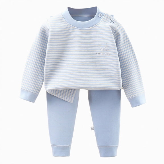 TOWED22 Infant Newborn Toddler Girl Clothing Set Long Sleeve Round Neck Sweatshirt Joggers Pants 2pcs Outfits Daily(Light Blue,7-8 Y)