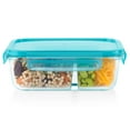 thumbnail image 2 of Pyrex MealBox 4-cup Divided Glass Food Storage Container with Turquoise Lid, 2 of 9