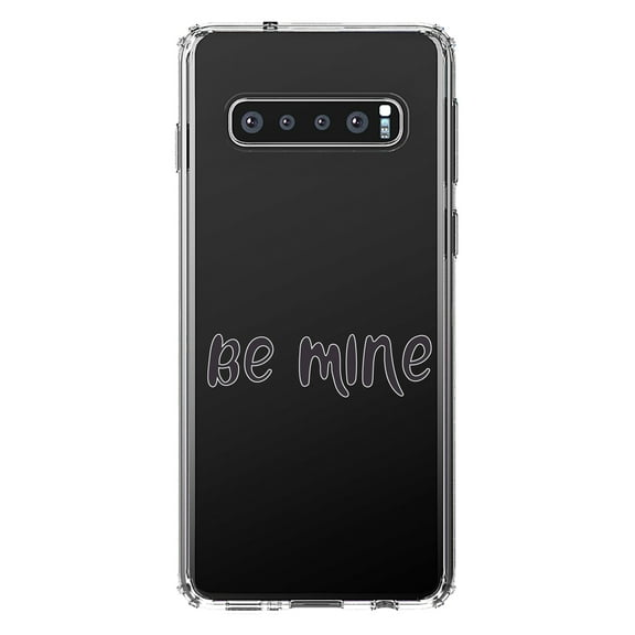 DistinctInk Clear Shockproof Hybrid Case for Samsung Galaxy S10 (6.1" Screen) - TPU Bumper Acrylic Back Tempered Glass Screen Protector - Be Mine - Valentine's Day