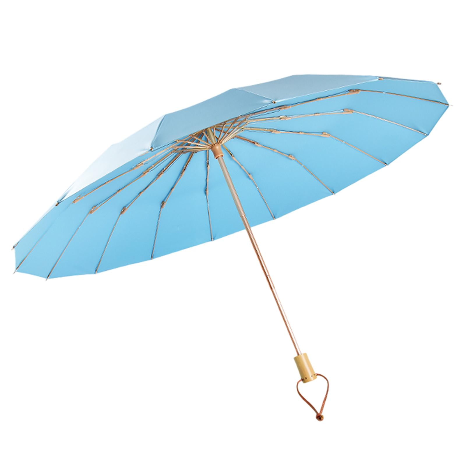 Folding Umbrella Mini Lightweight Sun Rain Umbrella for Hiking Camping Trips blue