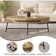 thumbnail image 5 of Oval Coffee Table with Drawer Mid-Century Modern Center Table 47.2“ Wooden Coffee Table with Storage and Cross Metal Legs Unique Curved Design for Living Room, 5 of 8