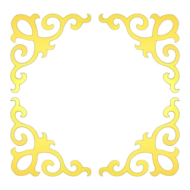 Uxcell 8Pcs Calcomanías de Espejo Autoadhesivas para el Hogar, Dorado Oscuro (20x20cm)