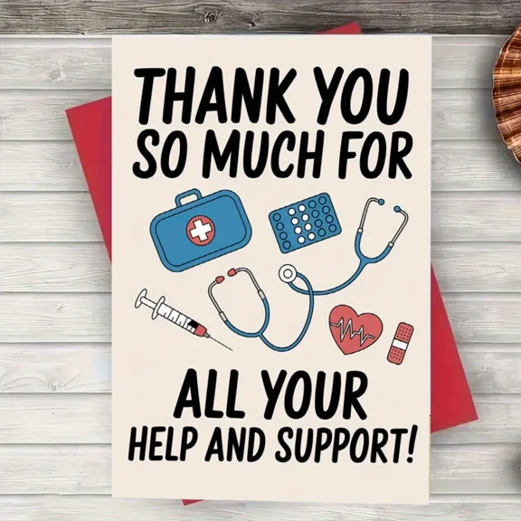 Thank You Medical Card - "Thank You So Much For All Your Help and Support!" - Perfect for Healthcare Workers - Blank Inside, Includes Envelope