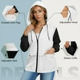 thumbnail image 5 of WMTBSRSW Women's Waterproof Jackets Fashion Color Block Full Zip up Packable Rain Jackets Lightweight Fall Hooded Casual Coat with Big Pockets Black XL, 5 of 8
