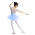 thumbnail image 3 of TiaoBug Kids Girls Mesh Spliced Ballet Tutu Dress Cutout Back Gymnastics Skirted Leotard Ballerina Dancewear Light Blue 4, 3 of 7
