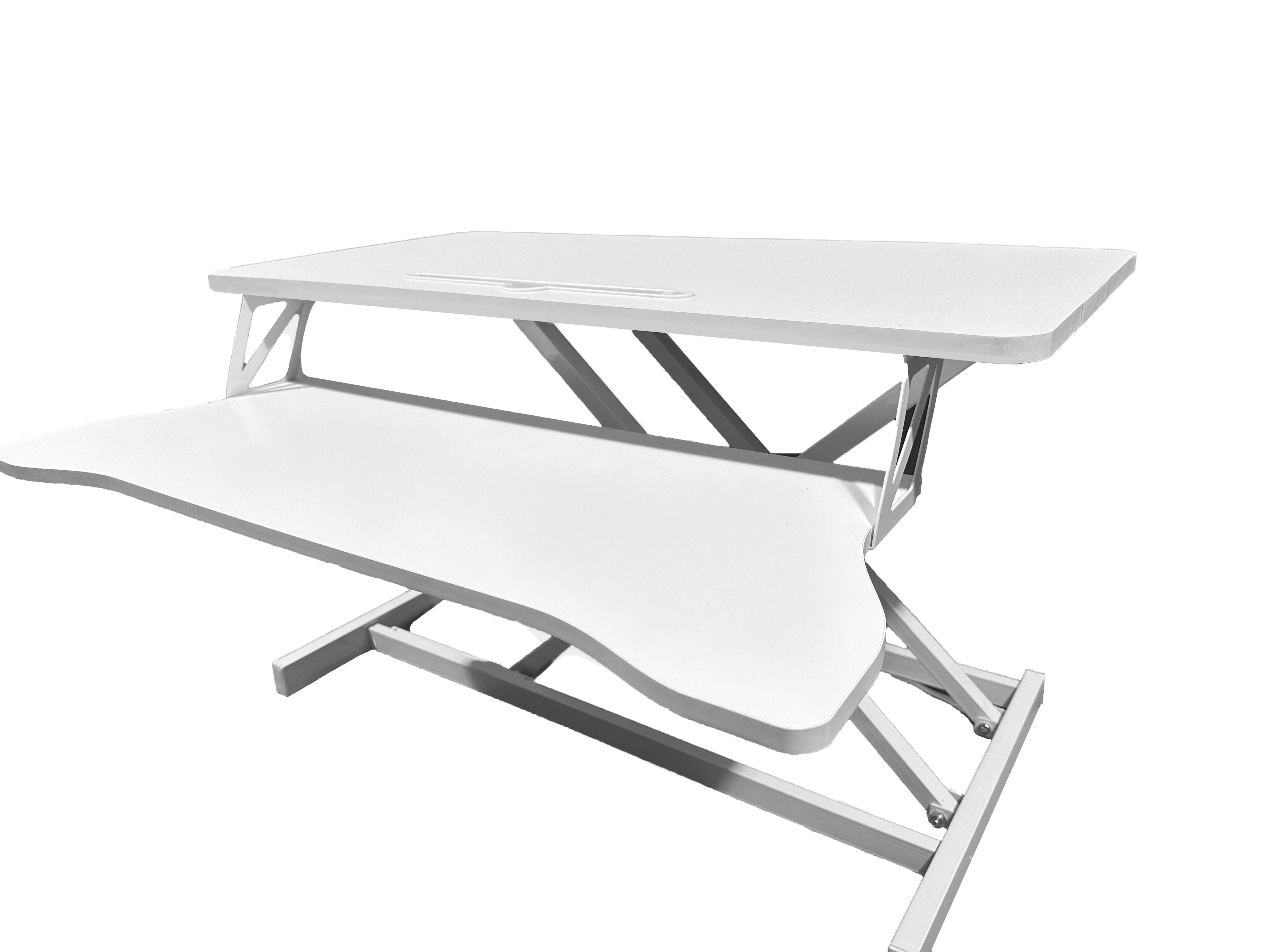Jopath 32" Desk Converter,Height Adjustable Standing Desk Converter for Home Office,Dual Monitor and Laptop Workstation with Wide Keyboard Tray,White