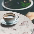 thumbnail image 3 of Ambesonne Nature Fitted Round Tablecloth, Owl and Floral Illustration, 56"- 60" Diameter, Eggshell and Peacock Green, 3 of 5