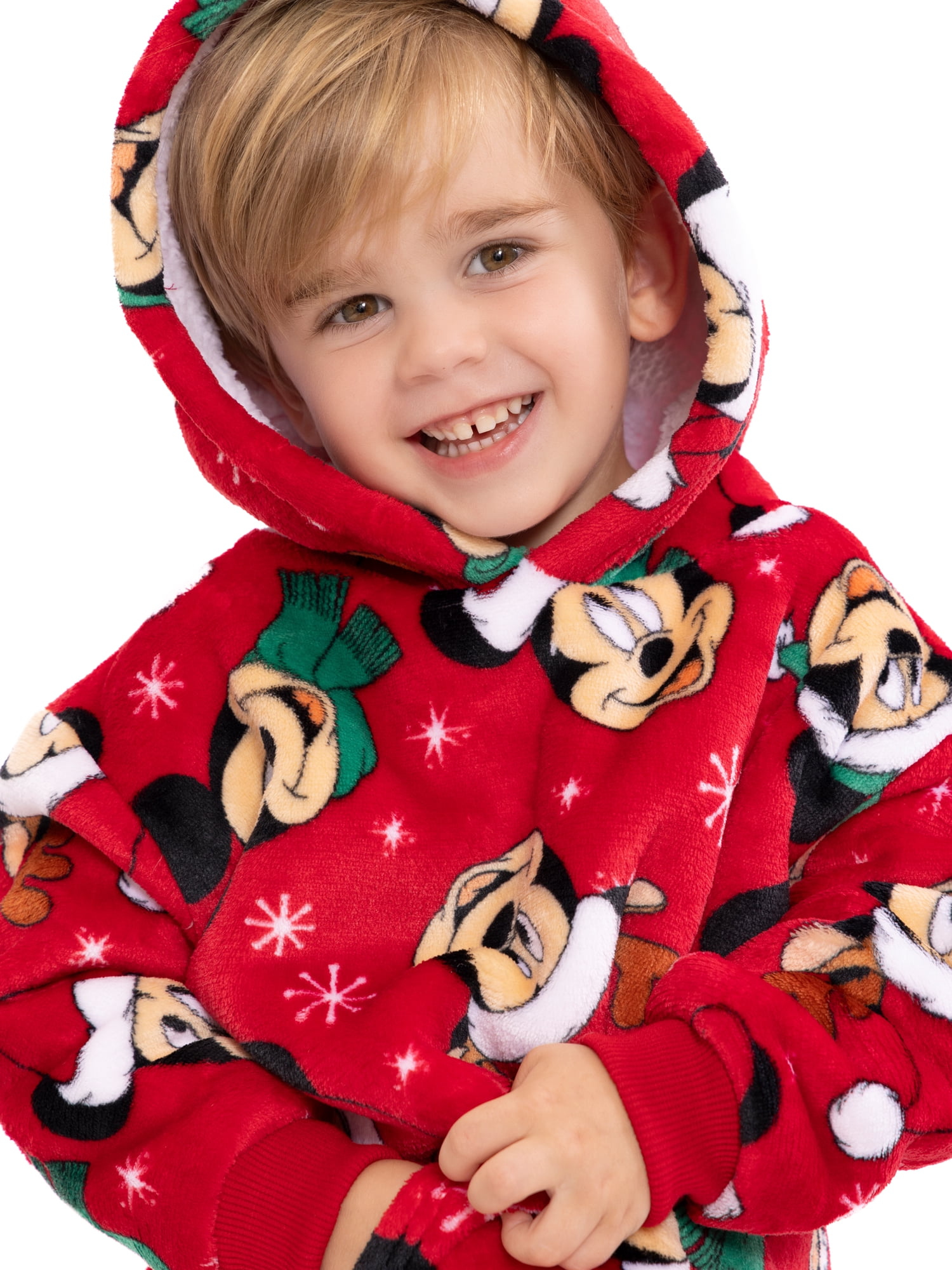 Disney Mickey Mouse Toddler Boys Cozy Hoodie with Faux Shearling Lining, Sizes 12M-5T