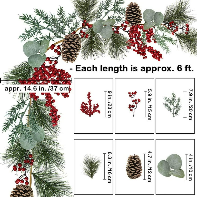 Frosted Spruce Pine Leaves - 15cm