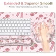thumbnail image 4 of Pink Mouse Pad with Wrist Support 4 in1 Set, XXL Big Game Mousepad + Keyboard Wrist Rest + Mouse Wrist Rest Pad +Coaster Gaming Mat for Home Office Work Computer Laptop PC I Sweet Rose & Heart Bow, 4 of 15