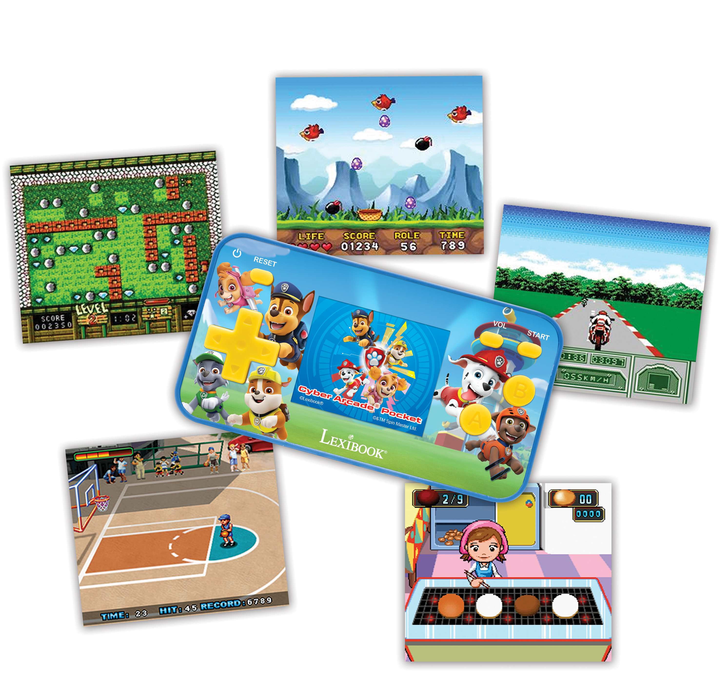 Lexibook Paw Patrol Chase, Cyber Arcade Pocket Portable Gaming Console, 150 Games, LCD, Battery Operated, Red / Blue