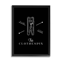 Stupell Industries The Clothespin Minimal Black White Laundry Room Phrase, 16 x 20, Designed by Andrea Jasid Grassi
