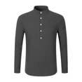 thumbnail image 6 of ZCFZJW Mens Cotton Linen Henley Shirts Long Sleeve Casual Shirt Summer Beach Hippie T-Shirt Band Collar Shirt with Chest Pocket Gray M, 6 of 8