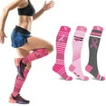 thumbnail image 4 of Cancer Awareness Compression Socks - Knee High Socks for Running - 3 Pair, 4 of 7