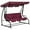 Wine Red, variant on Yardi Yarda 3-Seat Patio Swing Chair with Removable Cushions & Pillows, Convertible Flatbed Swing Glider with Adjustable Canopy, Swing Chair for Porch, Garden, Poolside, Yard, Dark Gray