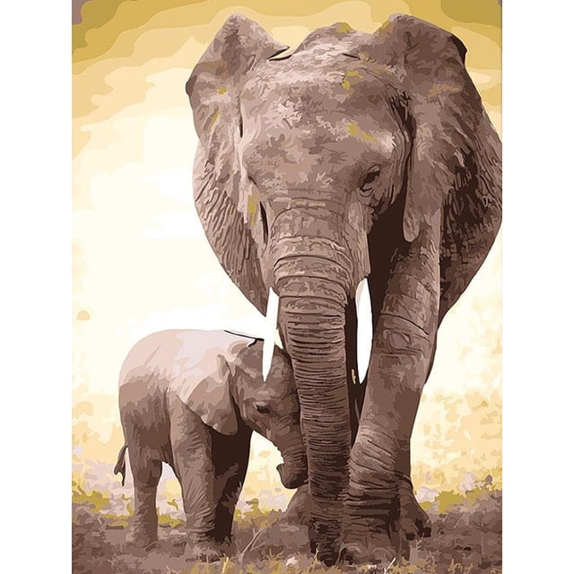 Cuadros Decorativos Cuadros de lienzo al óleo de elefante para el hogar, pintura pintada a mano DIY por números, Kit artesanal Ehuebsd Nuevos Originales