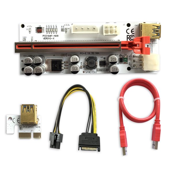 Tarjeta elevadora PCI-E Tarjeta de expansión 1x a 16x Tarjeta de video Tarjeta de expansión de 8 capacitores para minería de computadoras, Rojo Inevent EL004741-01B