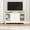Natural Top, variant on Modern Farmhouse Buffet Storage Cabinet with Glass Door, 56" Large Sideboard Cabinet with Door/3 Drawers/Adjustable Shelf, Wood Coffee Bar Shelf for Kitchen/Dining Room/Living Room, White