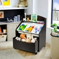 thumbnail image 2 of Costway Kids Wooden Toy Storage Unit Organizer w/Rolling Toy Box & Plastic Bins Espresso, 2 of 11