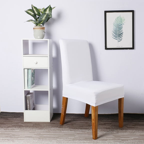 RENACLIPY White Elastic Silk Chair Cover Stretch Slipcover for Dining Chairs, Protective and , 1 Pack